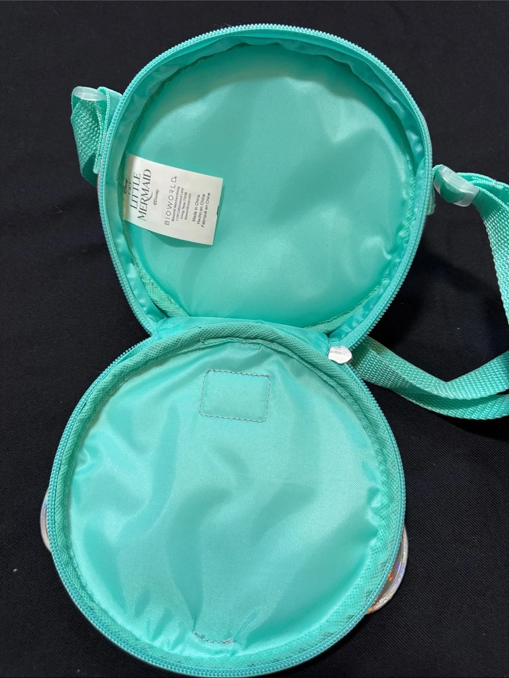 Disney Bioworld Little Mermaid Shell Iridescent Holographic Shell Crossbody Bag